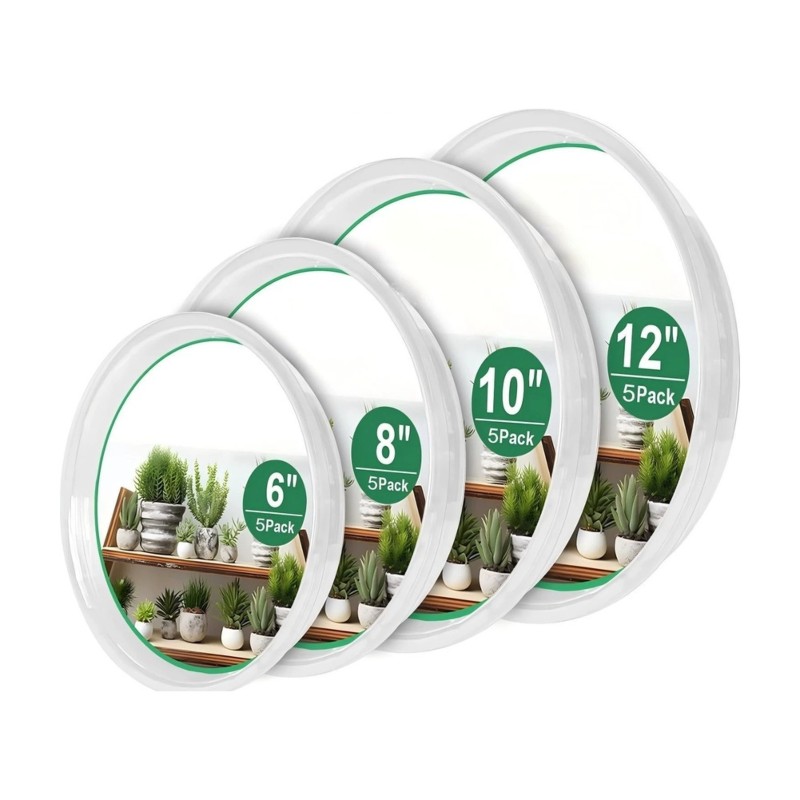 Drip Tray Saucer - FYBL製 透明な植木鉢底皿（吸水トレー）20個入り - 屋内・屋外の植物用、耐久性に優れたプラスチック製植木鉢底皿、サイズ：6インチ/8インチ/10インチ/12インチ