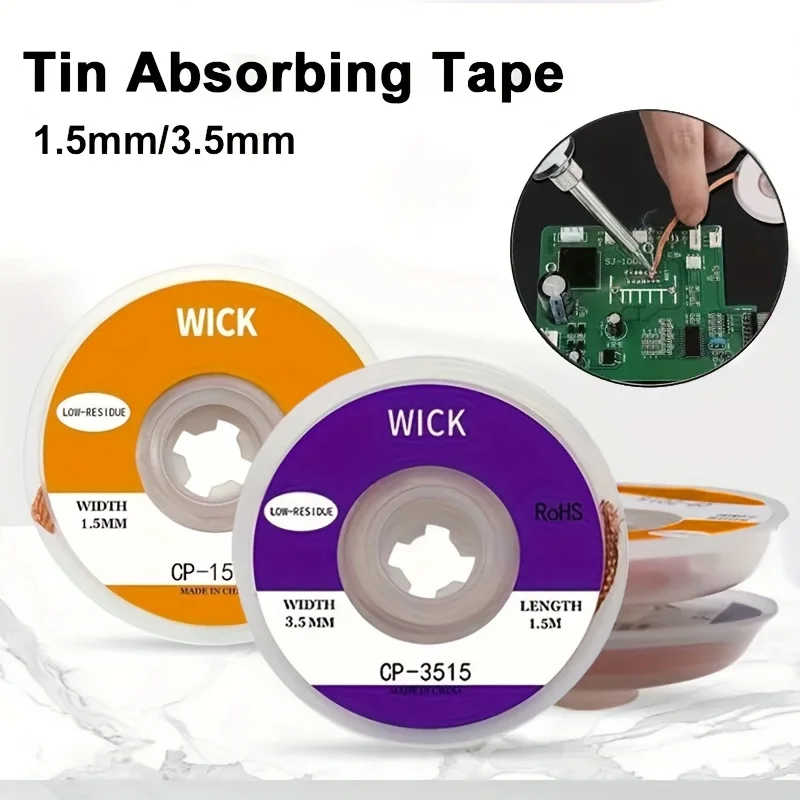 Copper Wire Roll - 1.5m はんだ吸い取りテープ 銅製 溶接はんだ除去剤 1.5-3.5mm ワイヤーはんだ吸い取り芯
