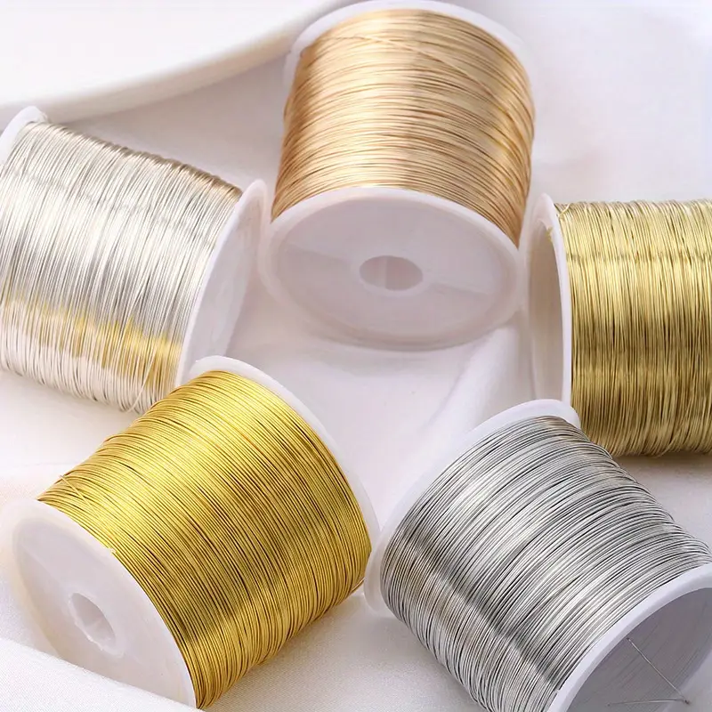 Copper Wire Roll - 1 ロールゴールドスライバーカラー銅線 0.3-1.0 ミリメートルビーズコードジュエリー作成 DIY ブレスレットネックレスクラフトアクセサリー