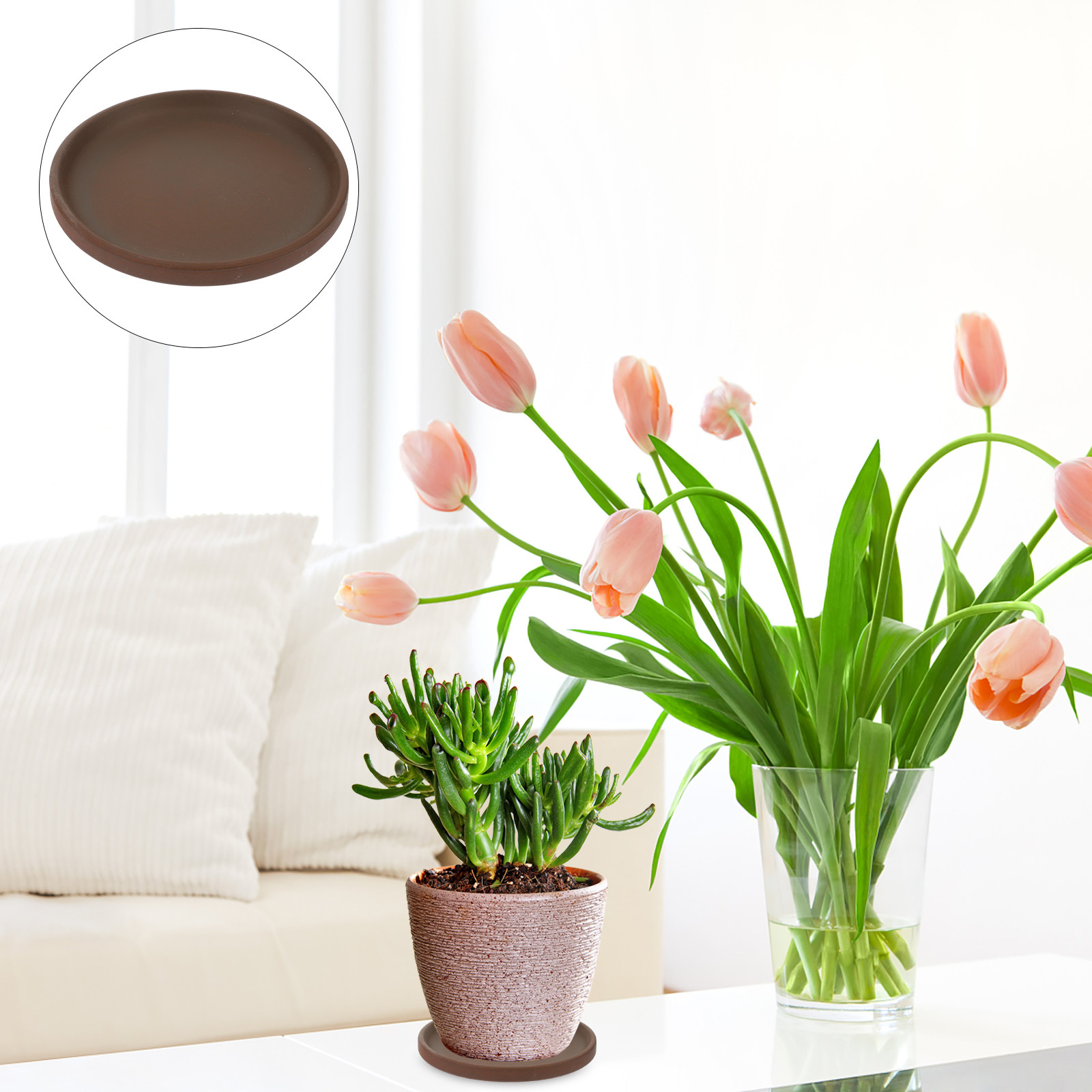セラミック製の花鉢用トレイ、丸型プランター用受け皿、屋内・屋 - Drip Tray Saucer のレビューと価格